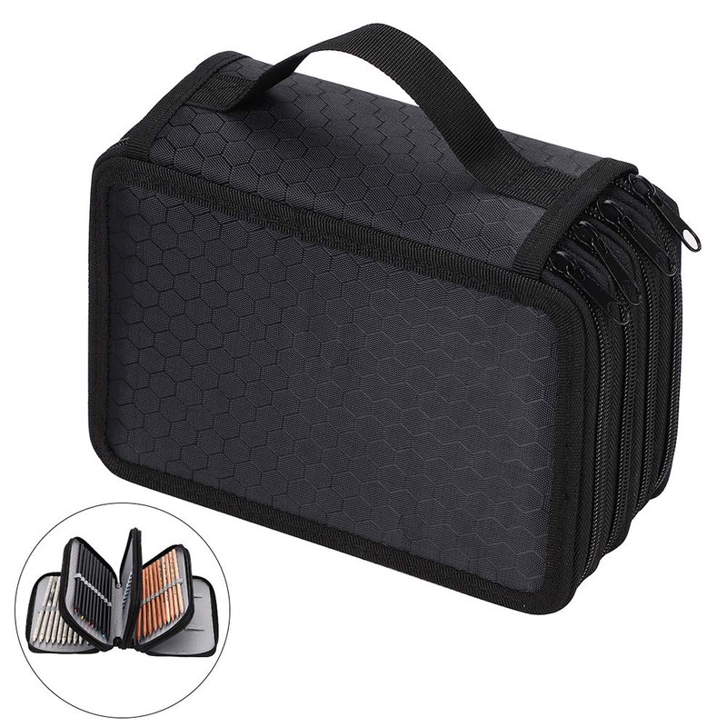 Large Capacity Colored Pencil Storage Case Multi-Layer Pencil Case with