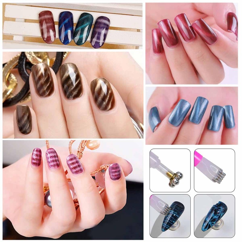 GiantGo 14-teiliges Magnetstift-Set für Nagelkunst, DIY 3D Magnetstifte für Katzenaugeneffekt,