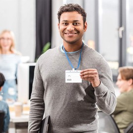 100 PCS Badge Holder, Plastic Horizontal Name Tag Clear Waterproof Plastic Badge ID Card Holders Plastic Card Holders for Multiple Cards