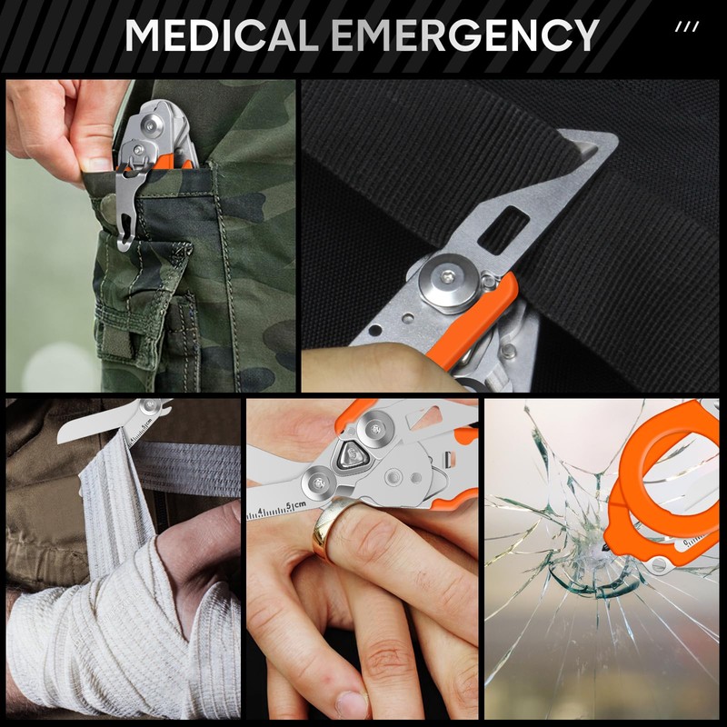 Emergency Shears with Strap Cutter and Glass Breaker Stainless Steel