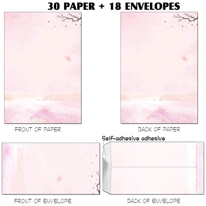 30 Stationery Writing Paper with 18 Self Adhesive Envelopes, Stationary