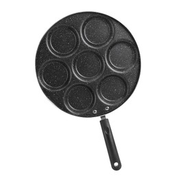 Hyuduo Aebleskiver Pan with 7 Holes, Non Stick Fried Eggs Pancake Cooking Frying Pan, Kitchen Cookware Burger,Pot