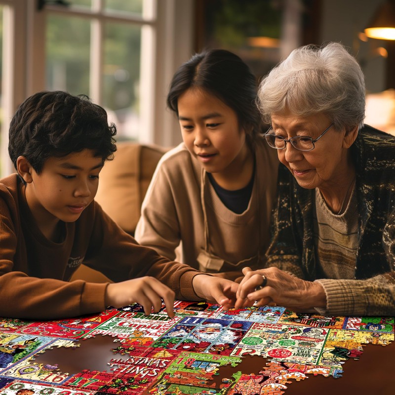 White Mountain 1000 Piece Jigsaw Puzzle Winter Christmas Holiday Puzzles