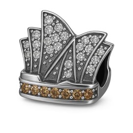 Jewellbox Sterling Silver S925 Australia Landmark Bead – Sydney Opera House Charm for Charm Braceelt.