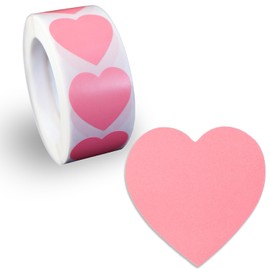 RLS-016 Pink Heart Shaped Heart Stickers Gift Stickers Wrapping Decoration, Approx. 500 Sheets Set, Sticker Size 1.0 x 1.0 inches (25 x 25 mm), Large Capacity, Glitter Puffy Round