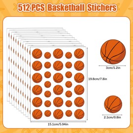 JULMELON 512Pcs Basketball Stickers for Kids, Water-Repellent Sports Stickers for Boys Girls Self-Adhesive Sports Ball Stickers for Water Bottles Scrapbooks Basketball Sports Theme Party Supplies