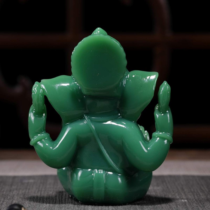 Lord Ganesh Statues - Dark Green Jade Ganesh Idol Figurine