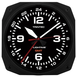 Trintec 10" Aviation Flightime GMT Dual Time Clock Instrument Style FT-GMT-10
