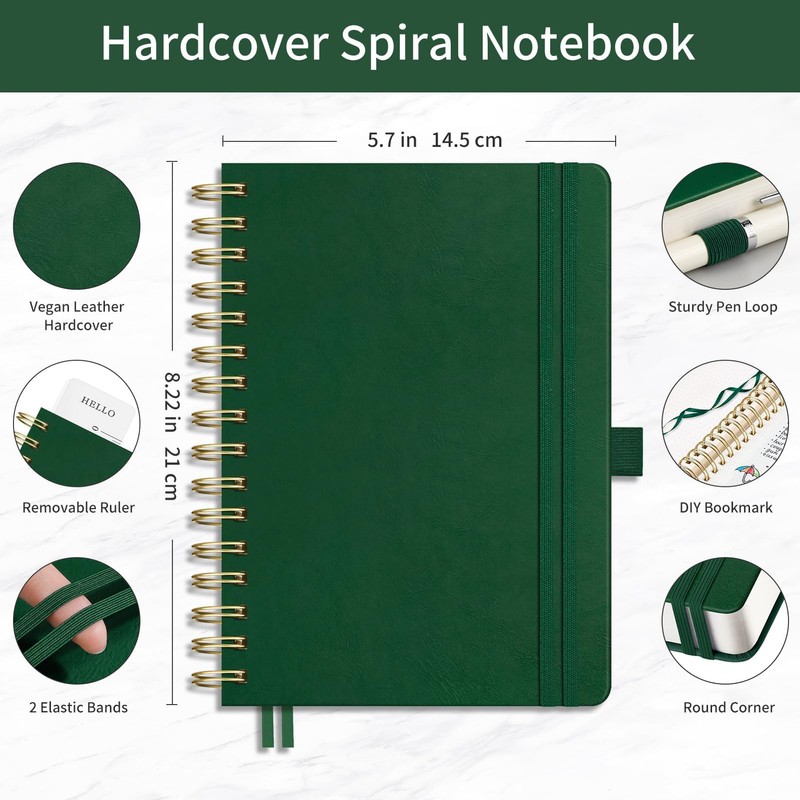 EMSHOI Spiral Notebook, Bullet Dotted Journal, 300 Pages A5 Dot