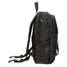 joumma bags,s.l. Adept Luke Adaptable Laptop Backpack 12" Black 25 x 36 x 10 cm Polyester and PU, Black/White, Laptop Backpack Adaptable