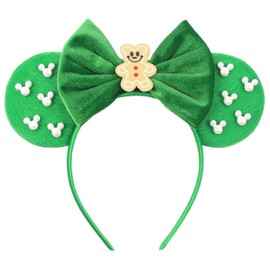 LSHDXD Christmas Mouse Ears Bow Headband Hair Hoop, Cute Mouse style Hair bands for Christmas Party Supplies