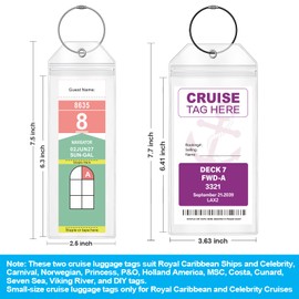 6 Pack Clear Cruise Luggage Tags for Royal Caribbean and Celebrity, Carnival, MSC, Costa, NCL & Princess Cruise Ships, Must-Have Cruise Travel Essentials for 2025-2026