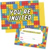 (Pack of 20) Building Block Birthday Party Invitations with Bright