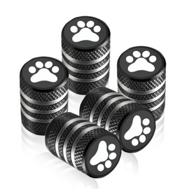 GKmow Pack-5 Tire Valve Stem Cap Cover, Dog Paw Tire Caps Leak-Proof Corrosion Resistant Alloy for Car Motorcycle (Black)