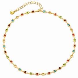 Jewlure Teenage Girl Choker Necklaces with Crystals and Gold Plated Charms, Multi Coloured (Style 1)