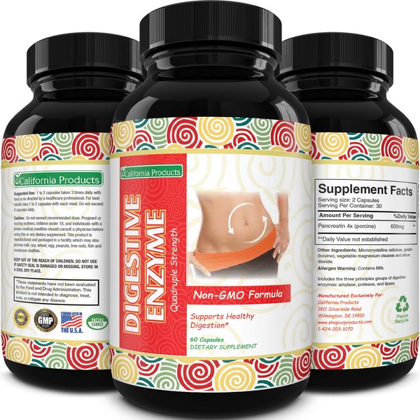 Gut Health Digestive Enzyme Supplements - Pure Digestive Enzymes for Digestion Constipation Relief - Pancreatin Digestive Enzymes for Digestive Health