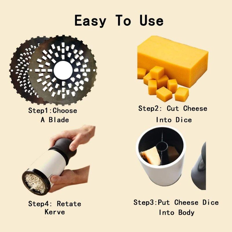 Qisong Stainless Steel Cheese Slicer with 2 Blades for Grating