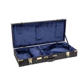 Crossrock Rectangular Wooden Case fits A-style Mandolins, with Accessory Compartment, Stainless Steel Latches, Metal Feet-Black (CRW620MABK-R)