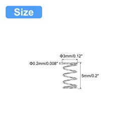 QUARKZMAN Compression Spring 304 Stainless Steel 3 mm AD 0.2 mm Wire Size 5 mm Free Length Silver Tone Pack of 5