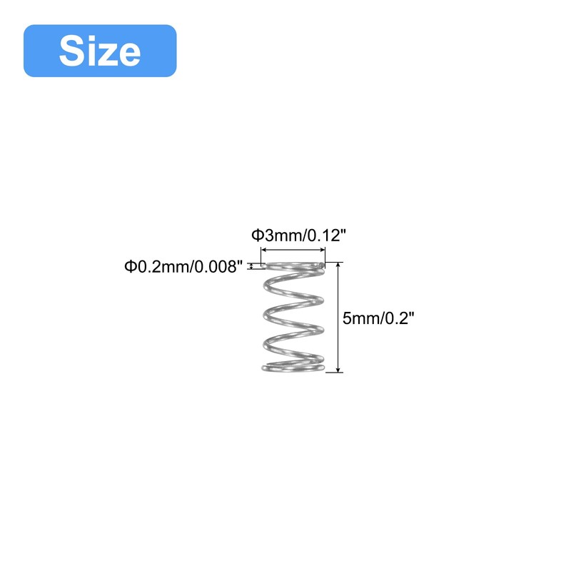 QUARKZMAN Compression Spring 304 Stainless Steel 3 mm AD 0.2