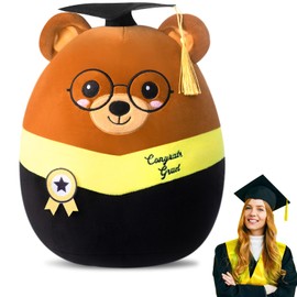 Blueweenly Graduation Bear 12 Inch Stuffed Animal Plush with Cap Class of 2025 Graduation Gifts Bear for Her, for Him, for College, Present Doll Gifts Celebratory Souvenir(Black)
