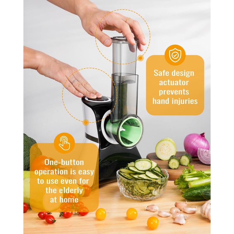 Electric Cheese Grater Salad Shooter,5-In-1 Electric Slicer For Home Kitchen,One-Touch
