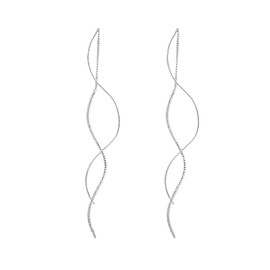 925 Sterling Silver Spiral Threader Earrings for Women Chain Tassel Earrings Handmade Twisted Pull Through Earrings for Women