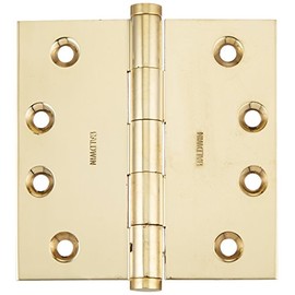 Baldwin 1040031INRP Unlaquered Square Mortise Hinge with Non Removable Pin, Bright Brass
