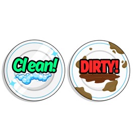 Dishwasher Magnet Clean Dirty Sign, Ultra Strong Premium Quality Clean Dirty, Doublesided 3.5X.3.5in Dishwasher Magnet to notify Households of Dish Cleanliness with Ease! Sparkling Clean Plate Design