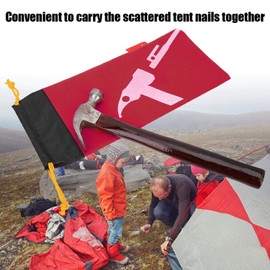 Tent Peg Bag Camping Portable Tent Stakes Bag Hammer Nail Bag for Hiking Camping Tent Hammers and Other Accessories (Yellow)