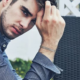 Gamtic Men's Bracelet Stainless Steel – Bracelets Silver Black Gold Stainless Steel Bracelets Curb Chain Men's Bracelets Gifts for Men, Adjustable 21.5 cm - 25 cm, Stainless Steel