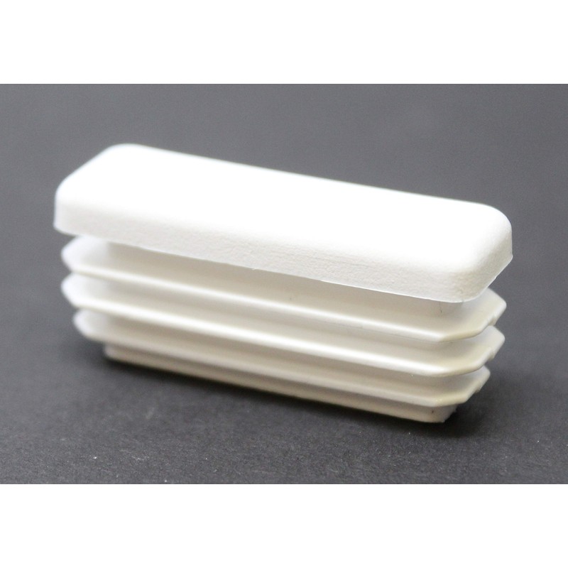 Plastic 1/2 x 1-1/2 inch White Rectangle Tubing Cap, Finishing