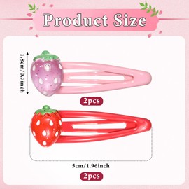 4 Pcs Cute Hair Clips, Strawberry Hair Clips for Girls, Girls Hair Accessories, Fruit Hairpin Y2k Hair Clips for Women Kids Sweet Bangs Clip