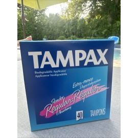 Tampax VINTAGE New TAMPAX 40 TAMPONS SEALED Box Feminine Hygiene NEW 1998 Slender Biode