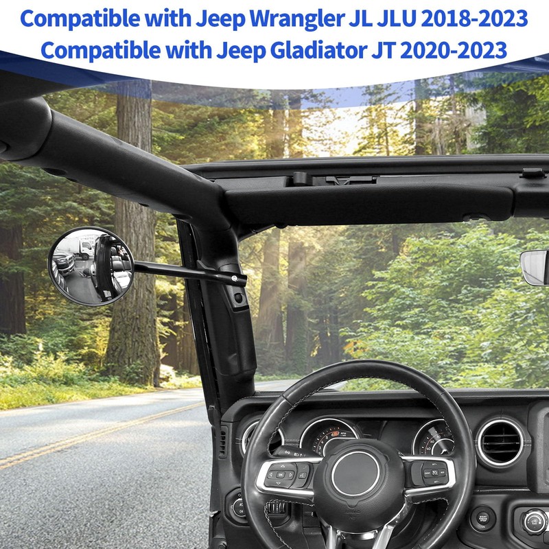 PDKLIN for Jeep JL Door Off Mirrors, Wider View Easy-Install