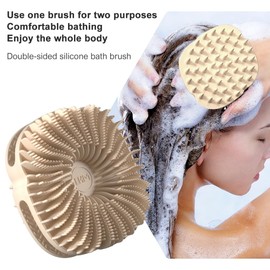 Double-Sided Design Body Brush，2-in-1 Silicone Body Scrubber Deeply Cleanse Skin Suitable for sensitive skin of women and men Exfoliating body brush，Used for showering (apricot)