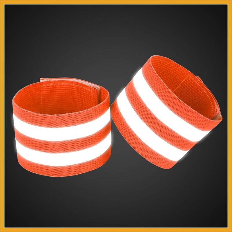 Partuto 4pcs Reflective Bands for Wrist Cycling Reflective Wristbands Orange