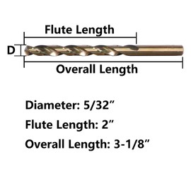 VALYRIANTOOL 5/32" Cobalt Drill Bits(20PCS), M35 HSSCO High Speed Steel Jobber Length Twist Drill Bit Set for Hardened Metal, Stainless Steel, Cast Iron, Plastic and Wood