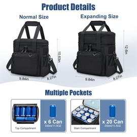 HSHRISH Double Layer Insulated Large Cooler Bag for Men Adults Lunch Bag Men - Waterproof Leak-Proof Durable Lunch Bag for Work Picnic Outdoor Black 15L