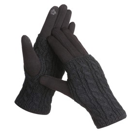 Belle Dame Women’s Knitted Touchscreen Gloves Texting Gloves Winter Gloves Driving Gloves Warm Lining (GL513-BK)