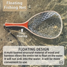 SEASPRO Fly Fishing Landing Net Trout Soft 23.62in Rubber Catch and Release Fish Net with Wooden Handle Frame Magnetic Fly Fish Net