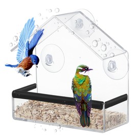 Vogelhaus Fensterscheibe, Bird Feeders, Acryl Vogelhäuschen für Fenster Futterhaus für Vögel, Transparent Vogelfutterhaus zum Aufhängen, Futterspender mit Saugnäpfen für Wildvögel Finken Bluebirds