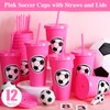 Domensi 12 Pcs Sport Soccer Plastic Cups with Lid and