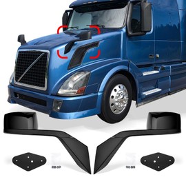 High Soar Hood Mirror Assembly for Volvo VNL(2004-2014),Truck Hood Mirror with Arm Replacement for Volvo VNL Left Driver Side and Right Passenger Side (A Pair) (Black)