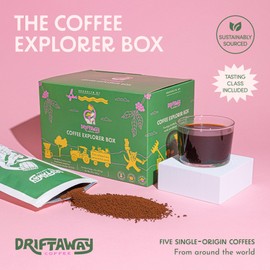 Driftaway Coffee Explorer Box, 5 Pack Coffee Tasting Kit - Single-Origin Ground Coffee from Around the World - 5 Fresh Roasts - Sustainable Sourcing, Small-Scale Farmers - Gourmet Coffee Variety Gift (Drip Grind, 2 Ounce (Pack of 5))