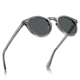 CARFIA Acetate Vintage Round Polarized Sunglasses for Men UV400 Lenses Hand-crafted Frame