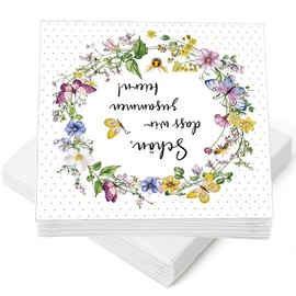 80 Sheets Serviettes Schön Dass du da Bist,Serviettes Wedding, schön Das du da Bist,Soft and Thick,Exquisite Patterns,for Communion,Wedding,Birthday,Garden Party (33 x 33 cm)
