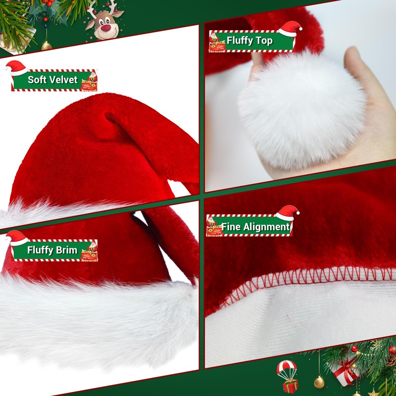 ROSAUI Santa Beard + Wig + Hat, Christmas Hat for