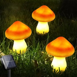 Solar Lights Outdoor Waterproof Solar Garden Mushroom Lights Orange Warm Light Mushroom Garden Decor for Outdoor Pathway Stakes Entryway Yard Landscape Path Patio Outside Driveway Backyard
