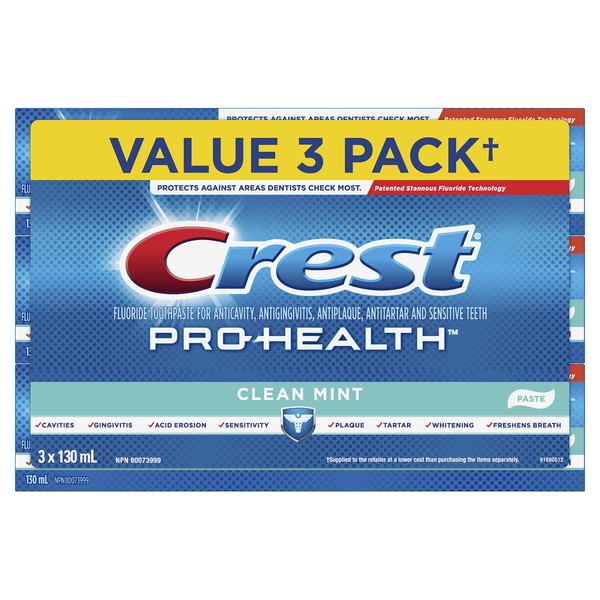 Crest Pro-Health Toothpaste Smooth Formula, Clean Mint, 130 mL (Pack